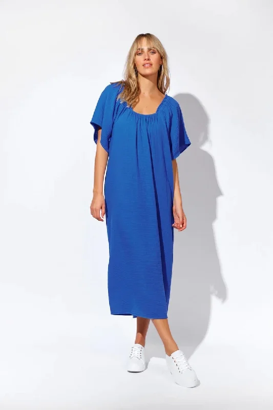 Isle Of Mine - Java Midi Dress - Cobalt Comfortable Casual Midi Dress