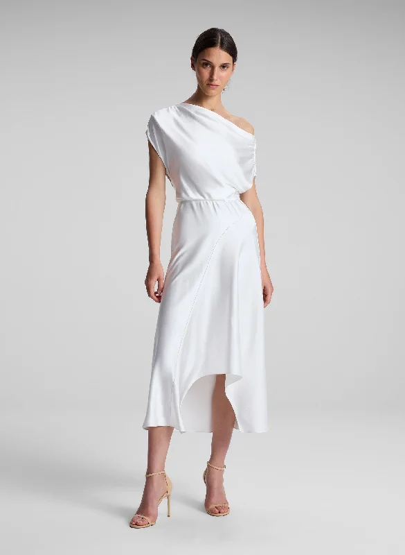 Jasmine Satin Midi Dress Elegant Satin Button Midi Dress