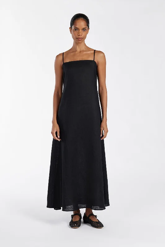 JEM BLACK LINEN MAXI DRESS Classic Black Maxi Dress