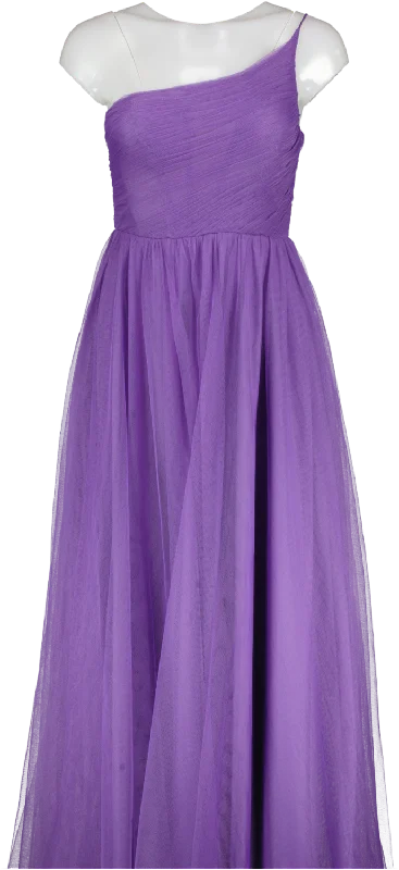 JJ 's House Purple One Shoulder Tulle Maxi Dress UK 8 Cozy Wrap Maxi Dress