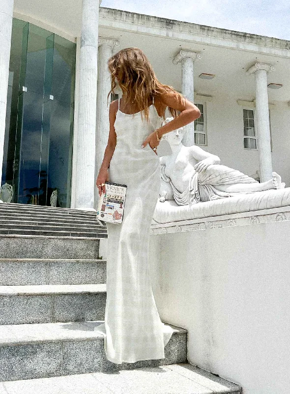 Karamu Maxi Dress Cream Stylish Off-Shoulder Maxi Dress