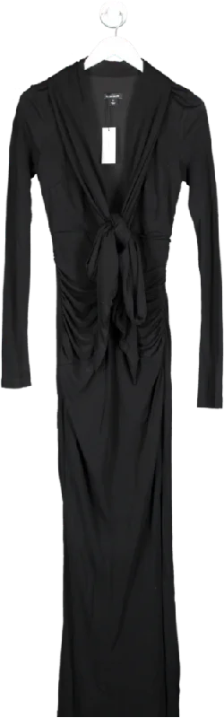 Karen Millen Black Tall Premium Stretch Crepe Jersey Plunge Neck Maxi Dress UK XS Comfortable Bohemian Maxi Dress