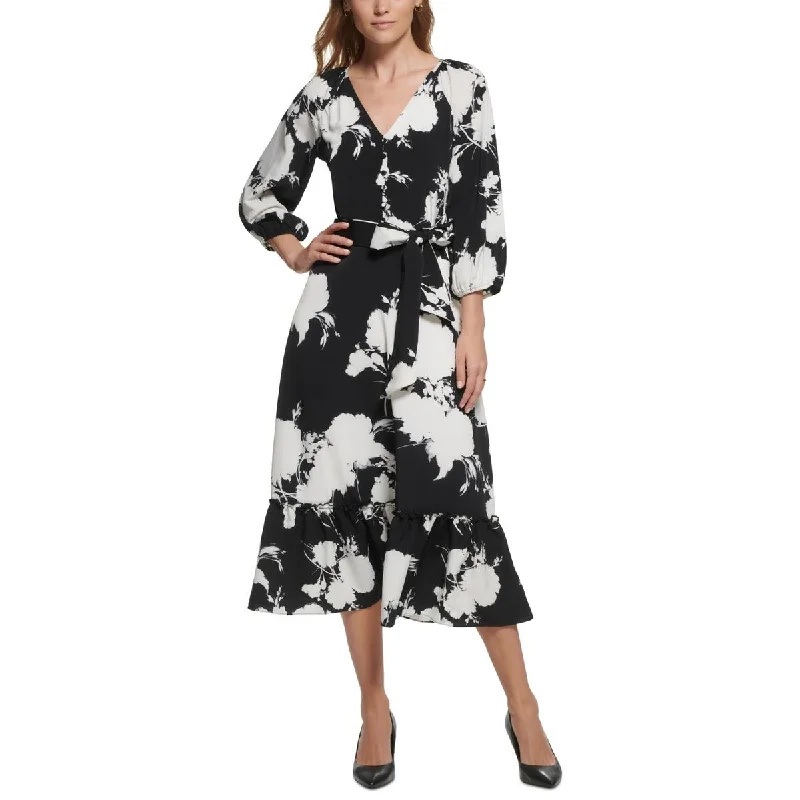 Karl Lagerfeld Paris Womens   Button Detail Long Maxi Dress Stylish Long Sleeve Maxi Dress