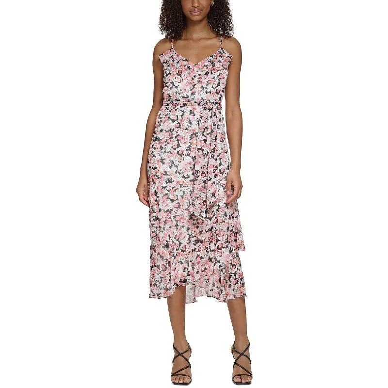 Karl Lagerfeld Paris Womens Chiffon Floral Maxi Dress Comfortable Fitted Maxi Dress