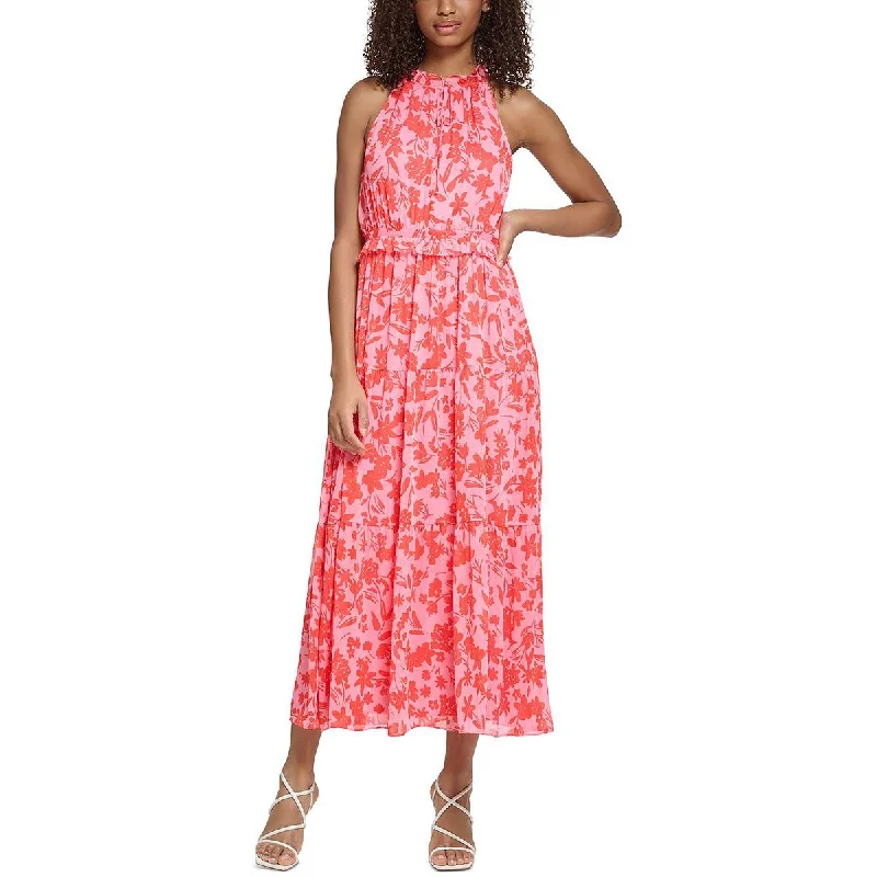 Karl Lagerfeld Paris Womens Floral Print Long Maxi Dress Fashionable Asymmetrical Maxi Dress