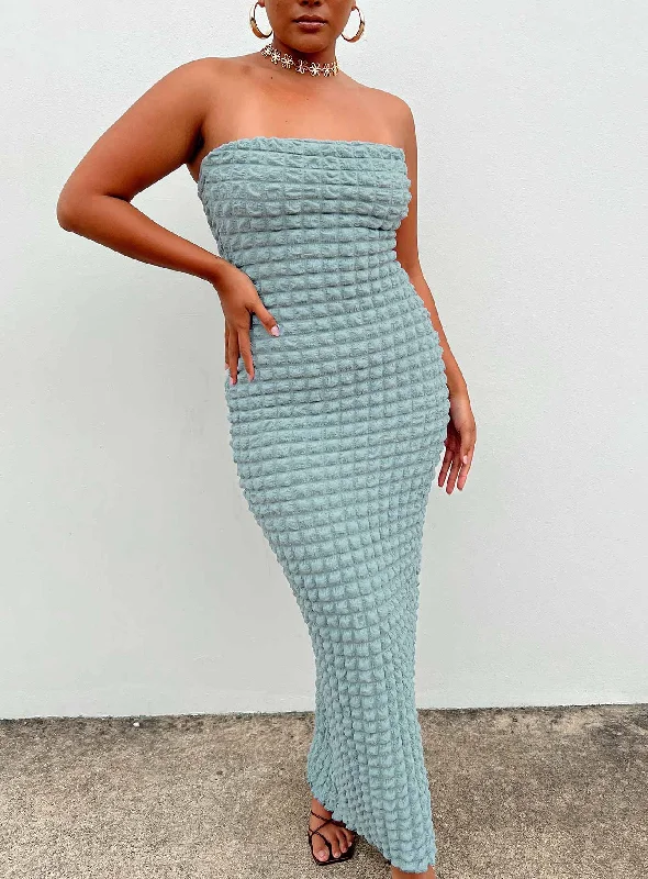 Kendrick Strapless Maxi Dress Blue Comfortable Long-Sleeve Maxi Dress