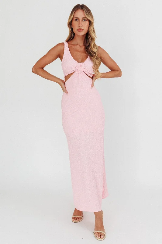 Kharissa Cut-Out Textured Maxi Dress Pink Classic Strapless Maxi Dress