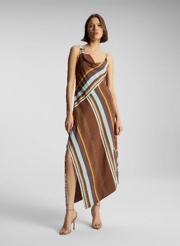 Lauren Striped Midi Dress Trendy Shift Midi Dress