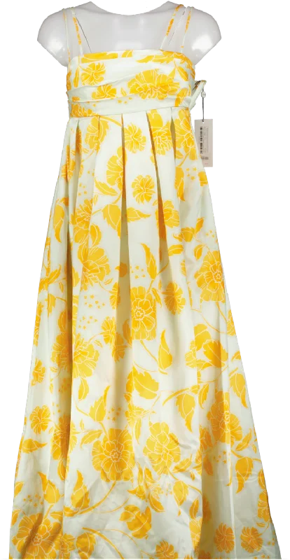 Leo Lin Orange Marguerite Maxi Dress Anemone Print In Ginger UK 8 Elegant Tiered Maxi Dress