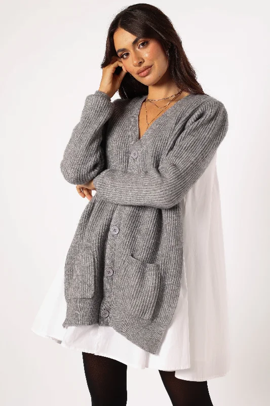Lina Mini Dress - Grey Cozy Knitted Mini Dress