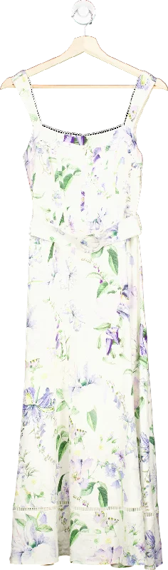 Lipsy White Floral Sleeveless Maxi Dress UK 8 Cozy Cold-Shoulder Maxi Dress