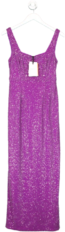 LK Bennett Purple Winter Sequin Maxi Dress UK 10 Comfortable Casual Maxi Dress