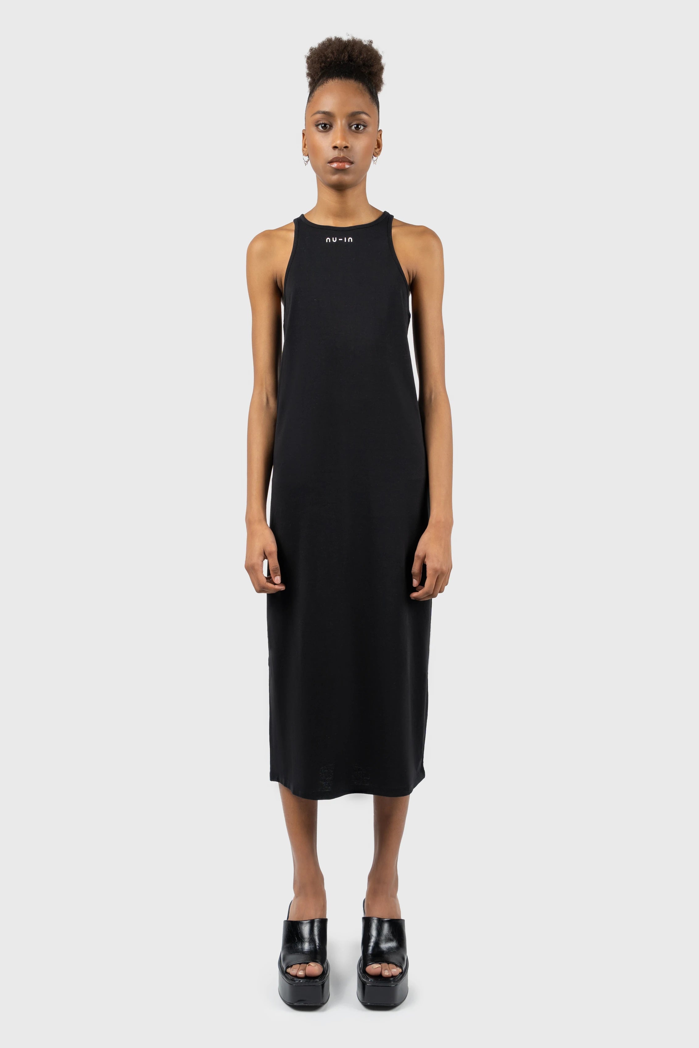 Logo Halterneck Midi Dress Fashionable Off-Shoulder Dress Midi