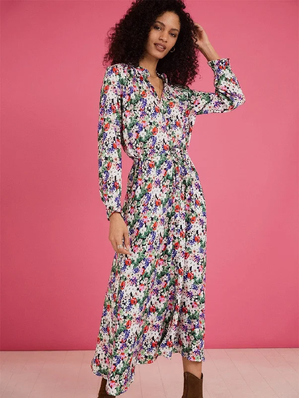 Luna Midi Dress with Livaeco | Pink Bloom Elegant Satin Slip Midi Dress