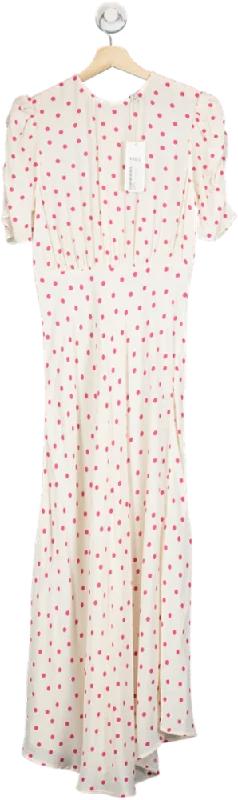 M&S Ivory/Pink Polka Dot Maxi Dress UK 8 Trendy Printed Maxi Dress