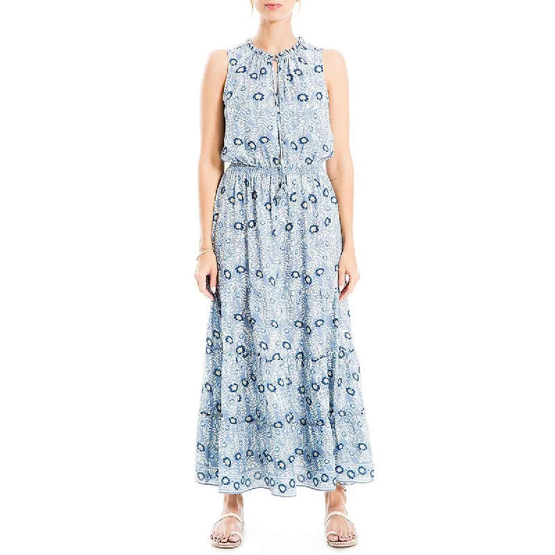 Max Studio Womens Floral Tiered Maxi Dress Comfortable Bohemian Maxi Dress