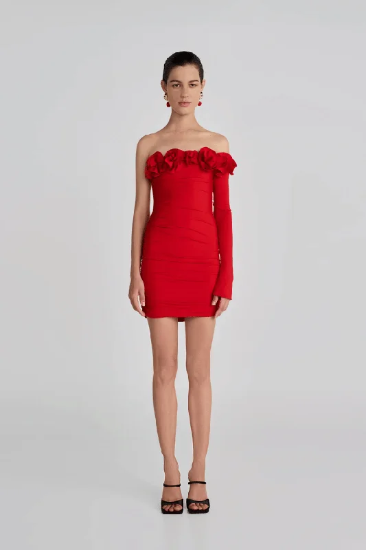 Selvaggio Mini Dress Red Comfortable Ruffle Mini Dress