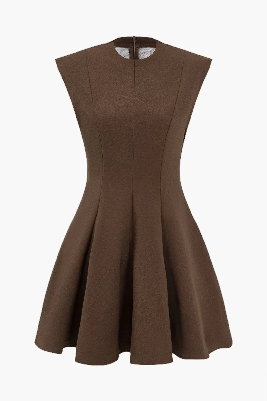 Solid Round Neck Mini Dress Stylish Sweetheart Neck Mini Dress