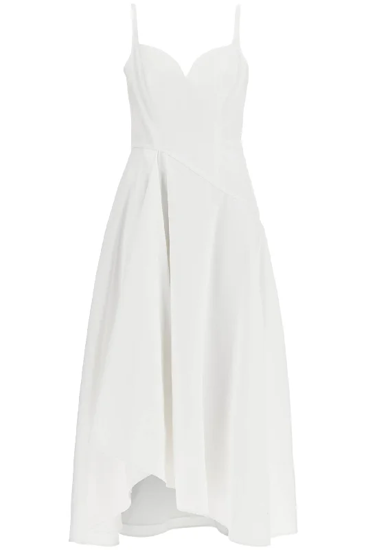 midi dress with sweetheart neckline 804481 QAABC WHITE Trendy Ruffle Hem Midi Dress