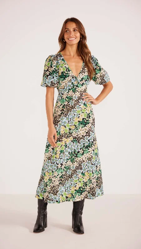 Mink Pink Lenora Keyhole Midi Dress - Ditsy Floral Fashionable Off-Shoulder Dress Midi Mink Pink Lenora Keyhole Midi Dress - Ditsy Floral Fashionable Off-Shoulder Dress Midi