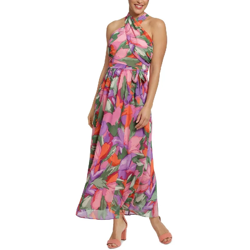 MSK Womens Petites Printed Chiffon Maxi Dress Elegant Boho Maxi Dress