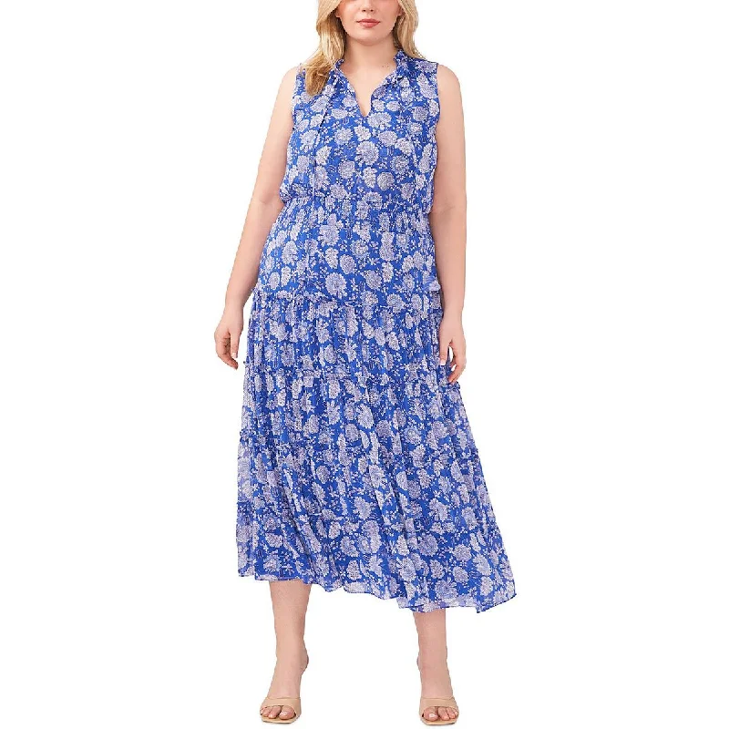 MSK Womens Plus Printed Long Maxi Dress Comfortable T-Shirt Maxi Dress