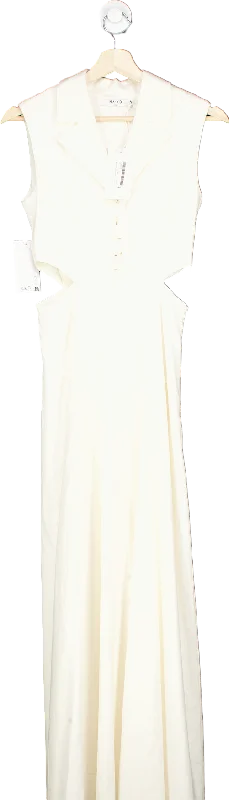 NA-KD Offwhite Buttoned Up Vest Maxi Dress EU 34 UK 8 Elegant Velvet Maxi Dress