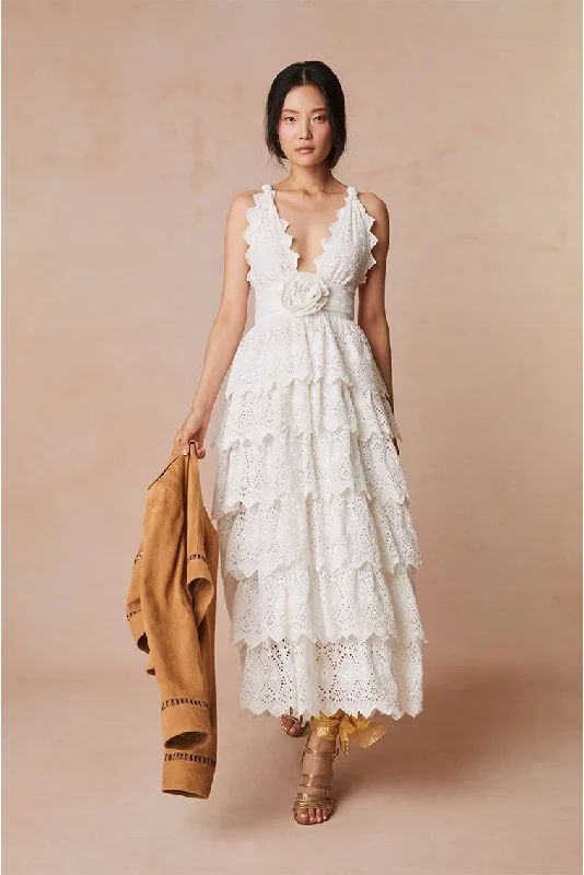 Nevis Eyelet Halter Maxi Dress Chic Button-Up Maxi Dress
