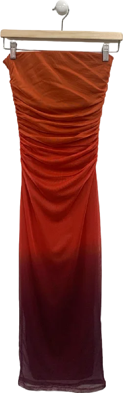 New Look Red Ombre Ruched Maxi Dress UK 8 Chic Summer Maxi Dress