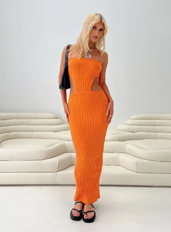 Olia Maxi Dress Orange Stylish V-Neck Maxi Dress