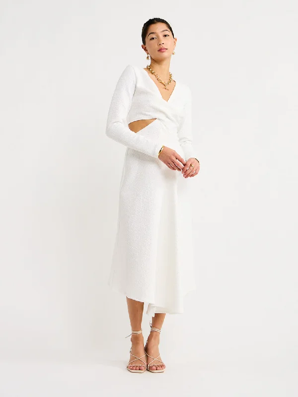 One Fell Swoop Roisin Midi Dress in Blanche Trendy Tiered Hem Midi Dress