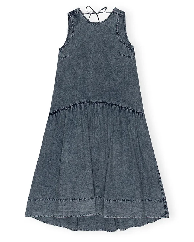 Open Back Midi Dress Sky Captain Trendy Smocked Detail Midi Dress
