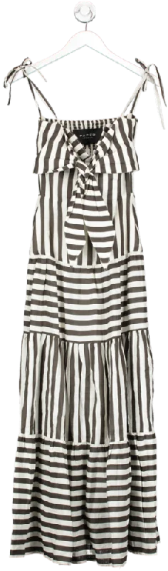 Paper London White Striped Bow Detail Maxi Dress UK 6 Comfortable Long-Sleeve Maxi Dress