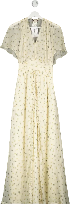 Paul & Joe Cream Silk Maxi Dress UK 8 Elegant Wraparound Maxi Dress