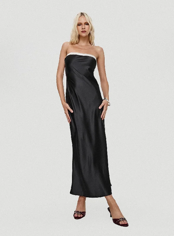 Phillipa Strapless Maxi Dress Black Cozy Knitted Maxi Dress