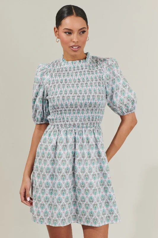 Pilar Gale Smocked Mini Dress Cozy Satin Mini Dress