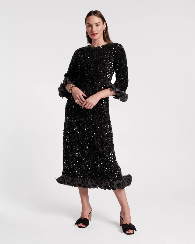 Plaza Sequin Midi Dress Comfortable Ribbed Midi Dress