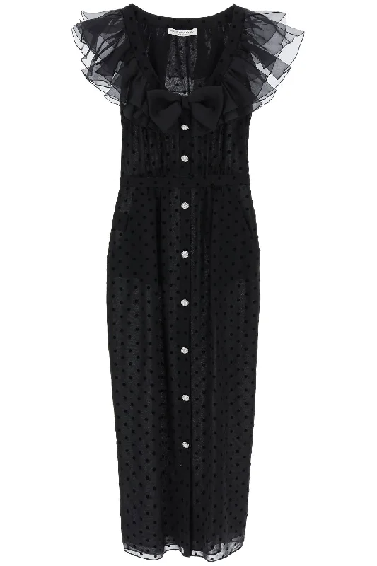 "polka dot midi dress in ge FABX3735 F4309 BLACK Stylish Wraparound Midi Dress