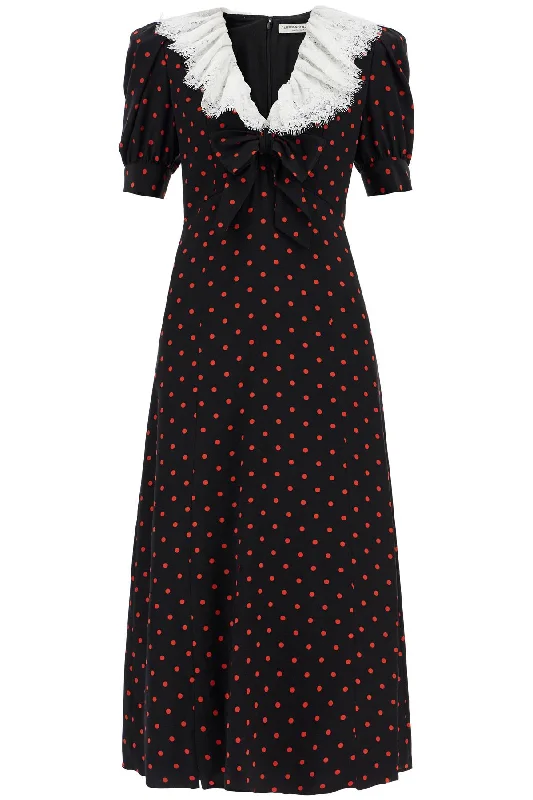 polka dot silk midi dress FABX3939 F4425 BLACK-RED Stylish Striped Midi Dress