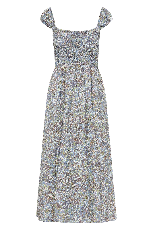 LENE MIDI DRESS - MEANDER BLUE Trendy Midi Dress with Belt