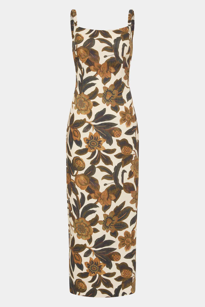 PRIMROSE RUCHED MIDI DRESS - IVORY TAPESTRY Stylish Wraparound Midi Dress
