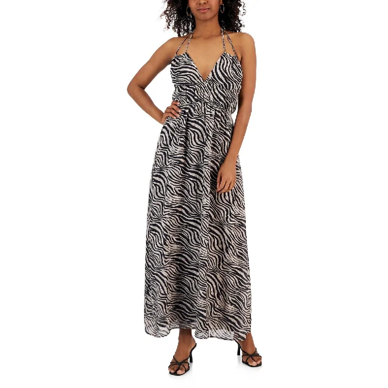 Rachel Rachel Roy Womens Zebra Print Halter Maxi Dress Trendy A-Line Maxi Dress