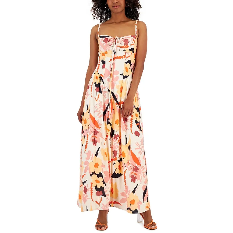 Rachel Rachel Roy Womens Floral Print  Maxi Dress Cozy Cold-Shoulder Maxi Dress