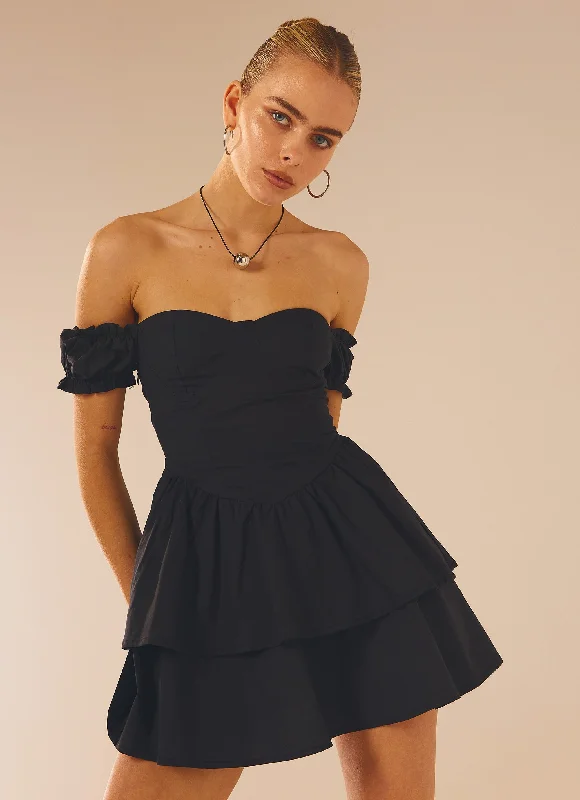 Ready Or Not Corset Mini Dress - Black Stylish Ribbed Mini Dress