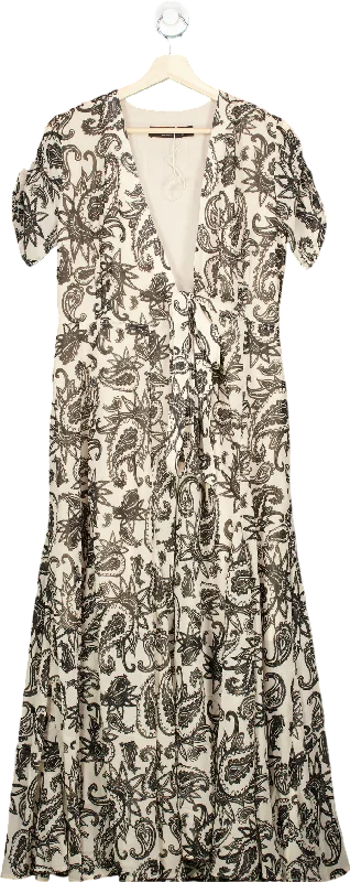 Religion Black and White Paisley Print Maxi Dress UK XS Trendy Maxi Dress with Straps