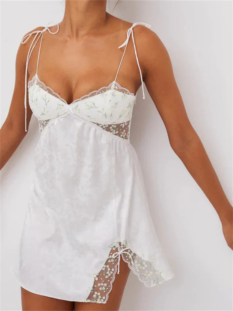 Retro Sleeveless Strap Side Split Mini Dresses Comfortable Linen Mini Dress