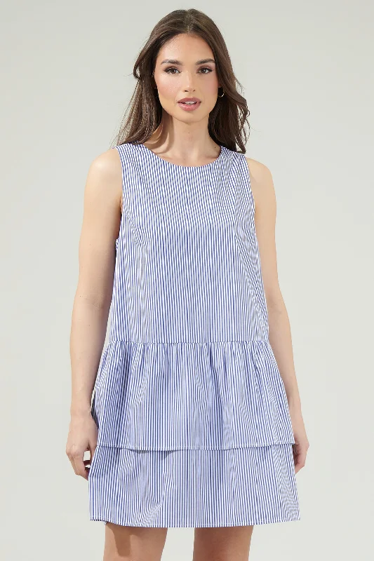 Reynaga Striped Lia Tiered Mini Dress Chic Tropical Mini Dress