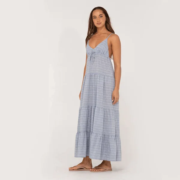 Rusty Siena Maxi Dress - Antarctic Blue Trendy Short Sleeve Maxi Dress