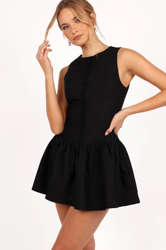 Ruth Mini Dress - Black Trendy Tulle Mini Dress