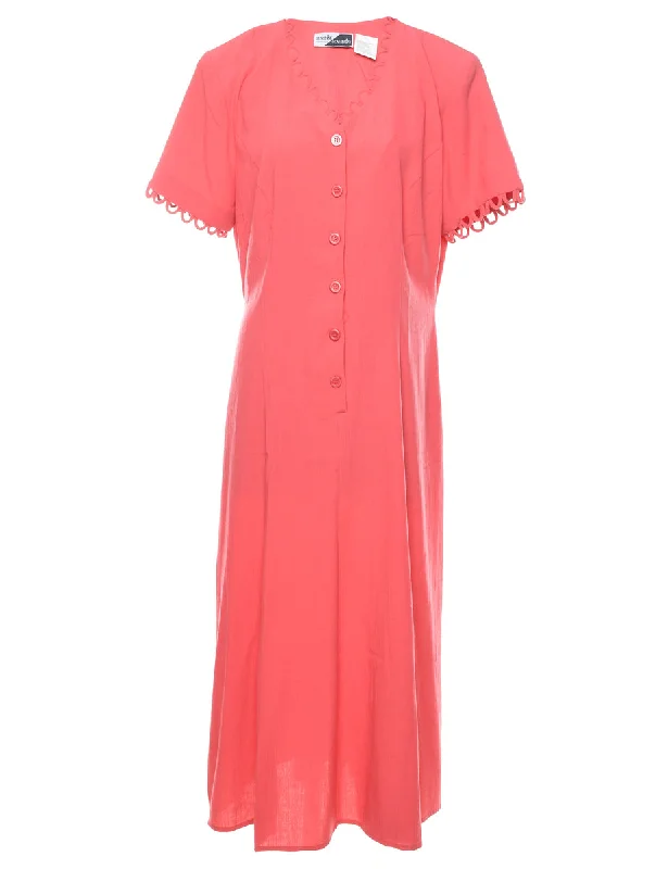 Salmon Pink Back Tie Maxi Dress - L Cozy Maxi Dress with Slit